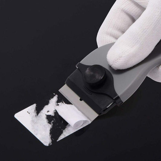 2 pcs Ceramic Hob Scraper With 10 Plastic Scrapers + 10 Metal Blades, Ceramic Hob Scraper For Removing Labels, Black.
