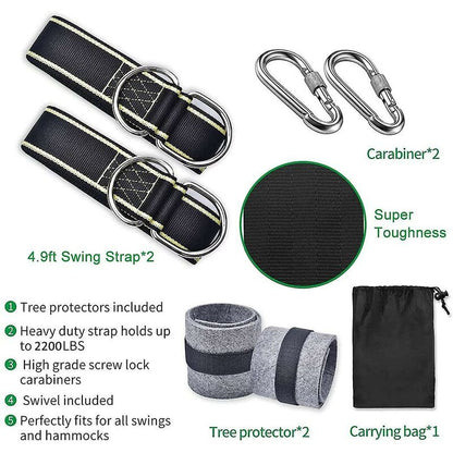 Hammock Strap Swing Attachment Hanging Chair ROpe Outdoor Swing Accessory Safety Carabiners Swing Tree Swing Strap For