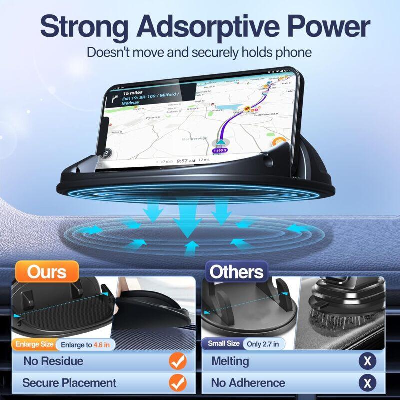 Car Phone Holder, Anti-Slip DAshboard Mount Cell Phone Holder Compatible For Other Smartphone (Black).