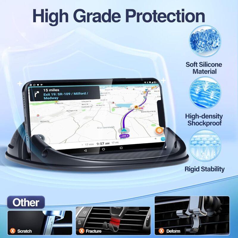 Car Phone Holder, Anti-Slip DAshboard Mount Cell Phone Holder Compatible For Other Smartphone (Black).