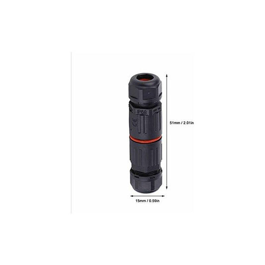 Whpps 10 pcs Ip68 Waterproof Straight Connector Junction Box Electrical Wire Cable 3 Pin Outdoor Connector Plug Socket.