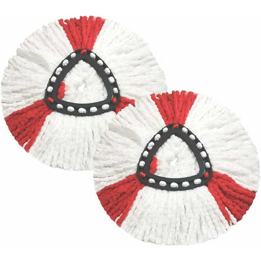 2 Pack Mop Heads Compatible With Vileda 2 In 1 Turbo Mop Replacement Head, Microfiber, Red, White..