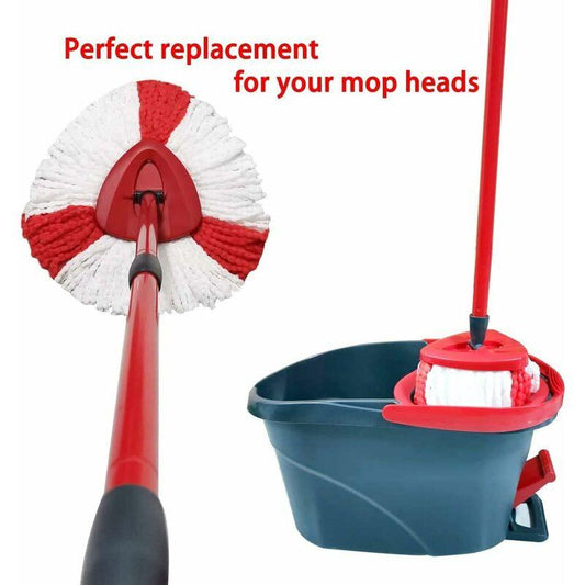 2 Pack Mop Heads Compatible With Vileda 2 In 1 Turbo Mop Replacement Head, Microfiber, Red, White..