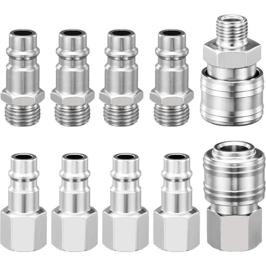 1/4" Bsp Pneumatic Quick Connector, 10 Pieces European Air Compressor Fitting, Compressor Connector For Pneumatic Hose.
