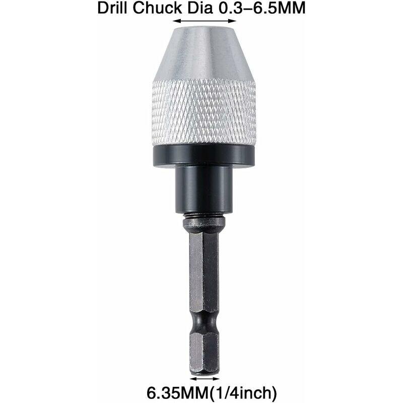 Quick Change Keyless Drill Chuck With 0.3-6.5Mm Hex Shank.