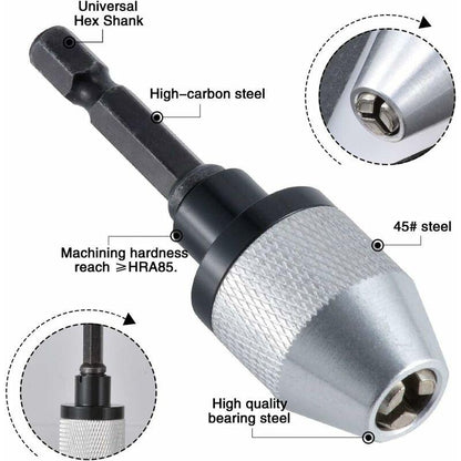Quick Change Keyless Drill Chuck With 0.3-6.5Mm Hex Shank.