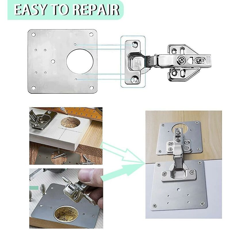 8 pcs Stainless Steel Cabinet Hinge Repair Plate With 48 Screws