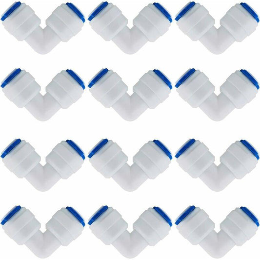 12 pcs RO Water Filter Accessories Nozzle Fitting 1/4 Inch 90 Degree Right Angle Fast Docking For Connecting Water Pipe.