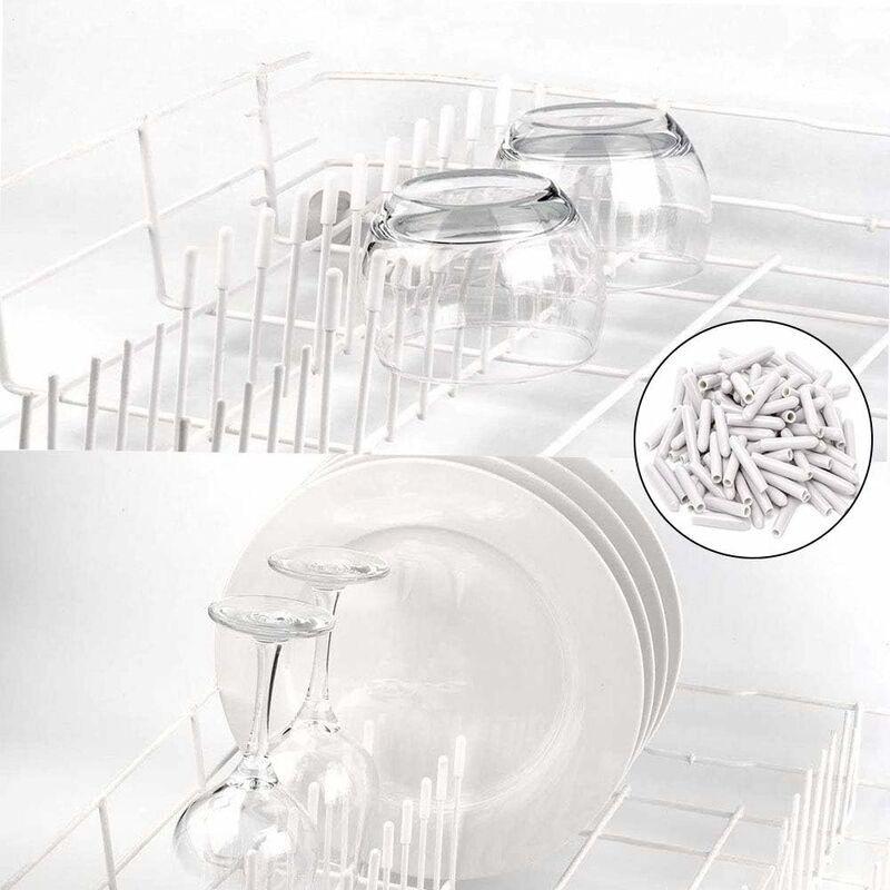 120 Pieces Dishwasher Caps, Inner Diameter 3Mm Pvc Protective Cover, Dish Basket, 325Mm (White).