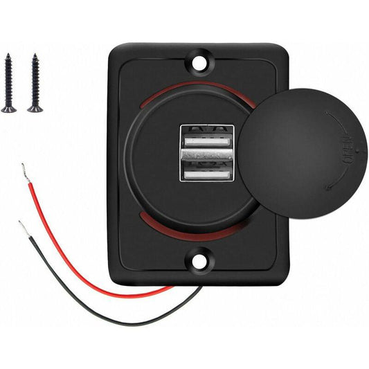 Car Usb Charger, 3.1A 12V/24V Usb Control Panel, Dual Port Charger Power Socket, 2 Port Adapter, For Car, Marine, Rv,.