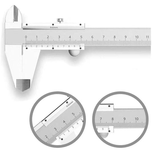 Stainless Steel Analog Vernier Caliper 150Mm / 0.02Mm High Precision Micrometer Tool With Depth, Inside And Outside.