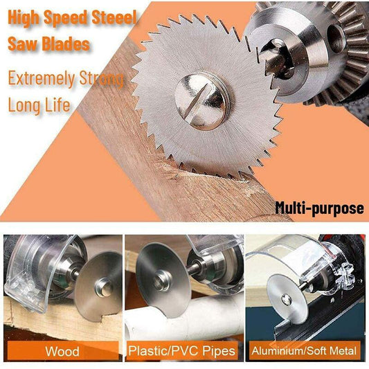 6 pcs Hss Saw Blades Set With 1Pc 1/8" Shank Extension ROd, Cutting Wheel Set For ROtary Tools.