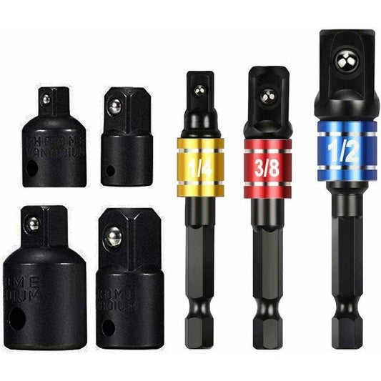 Socket Adapter 1/2 3/8 1/4 Hexagon Drill Bits Adapter Set Nut Wrench Reducer Socket Adaptor Converter Ratchet Wrench.