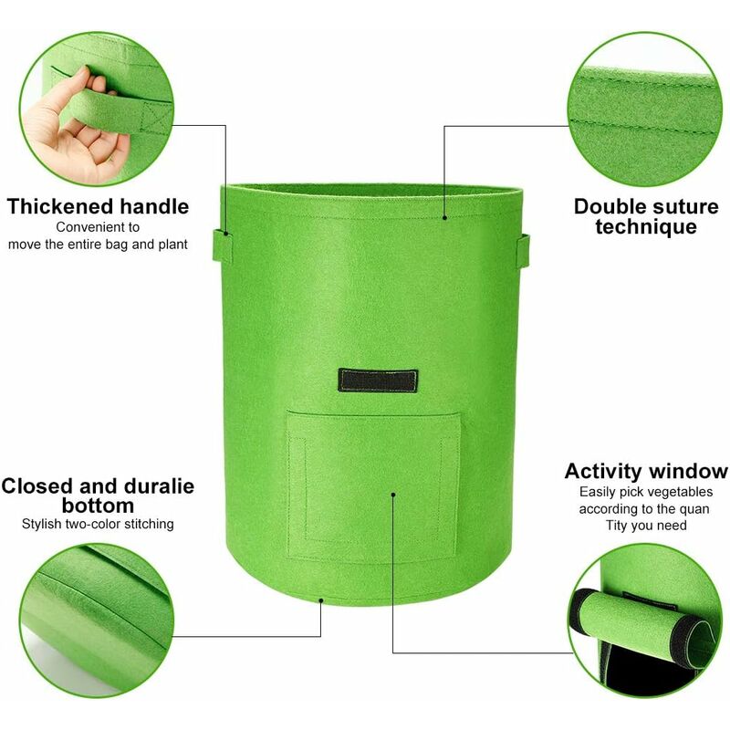 Potato Grow Bags, 2 pcs 40L/10 Gallon Vegetable Bag, Non-Woven Fabric Planting Bag With Window, Garden Vegetable Bag