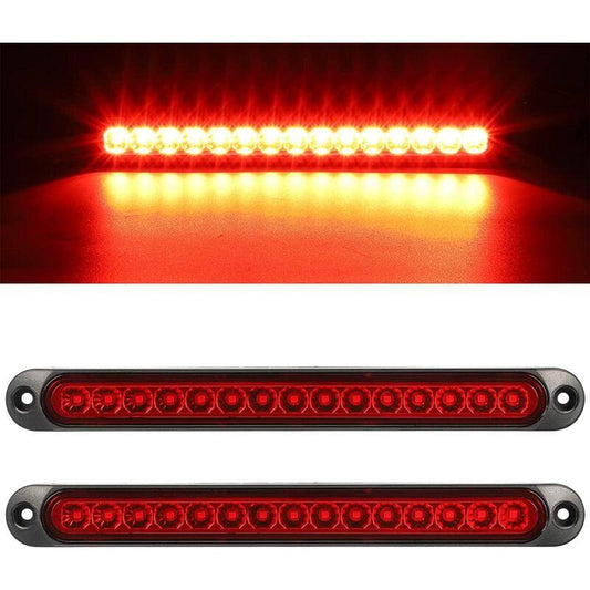 2 pcs 12-24V 15 LED Trailer Brake Tail Light Bar Waterproof Rear Lights Running Lights Identification Light For Offroad.
