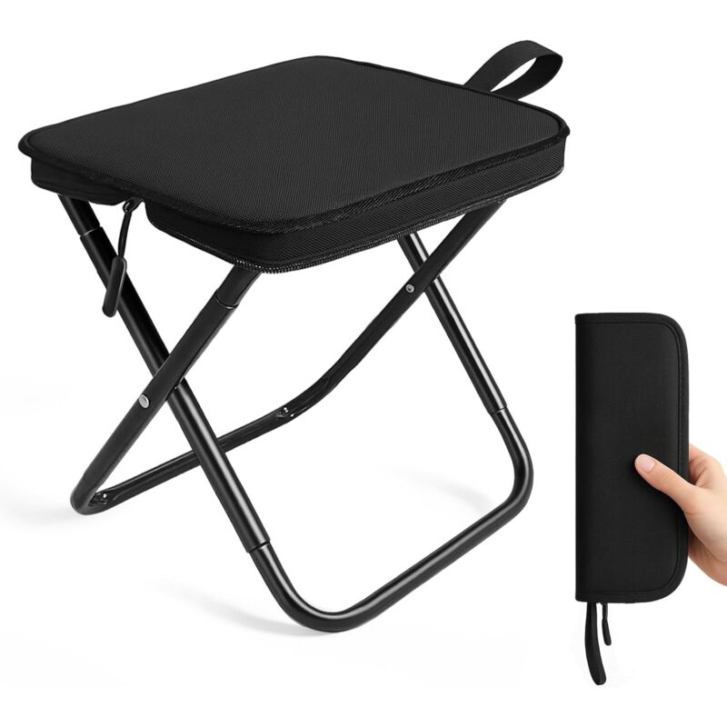 Folding Stool, Lightweight Steel Folding Camping Stool - 120Kg Load Capacity, Fishing, Garden, Camping, Beach & Travel.