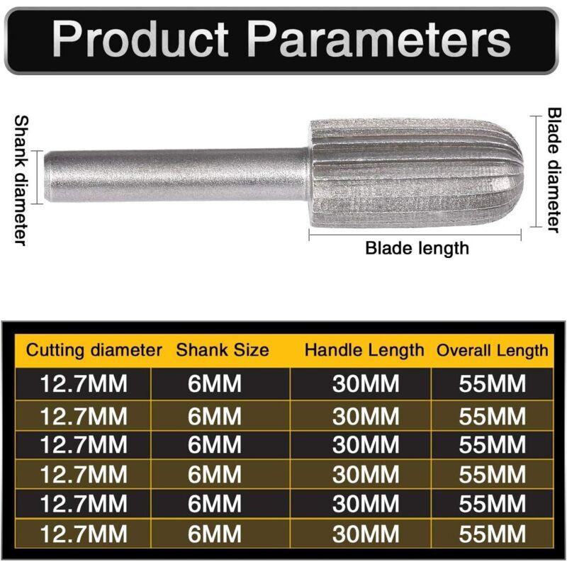6 pcs Double Cut Tungsten ROtary Burr Set 6Mm Shank Tungsten Files Filing/Engraving/Grinding Bits For ROtary Tools.