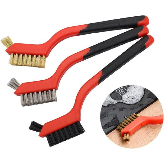 3 pcs Wire Brushes Stainless Steel Brass Carbon Nylon Scrub Brushes For Cleaning Welding Slag Stripping Rust Dust.