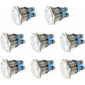 Momentary Metal Push Button Switch 12V 8 pcs 16Mm For Marine Waterproof Car Rv Truck Boat.