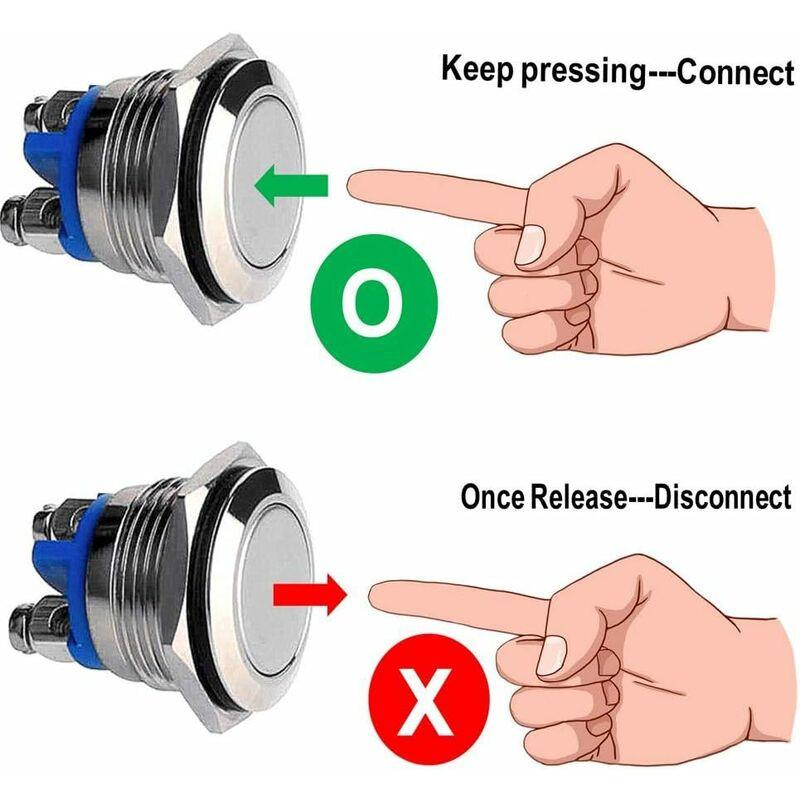 Momentary Metal Push Button Switch 12V 8 pcs 16Mm For Marine Waterproof Car Rv Truck Boat.