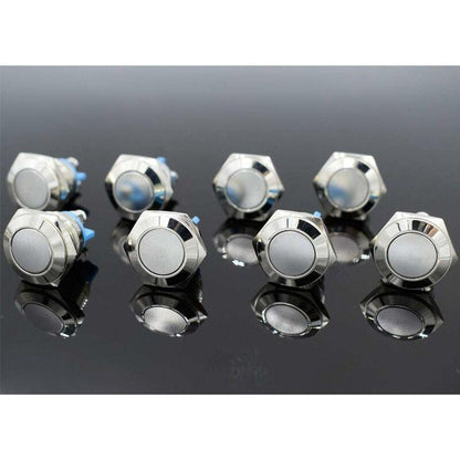 Momentary Metal Push Button Switch 12V 8 pcs 16Mm For Marine Waterproof Car Rv Truck Boat.