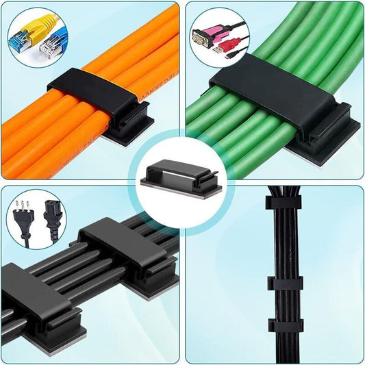10 pcs Self-Adhesive Cable Management Holder Durable Clips For Tv Pc Laptop Ethernet Cable Home Office (Black).