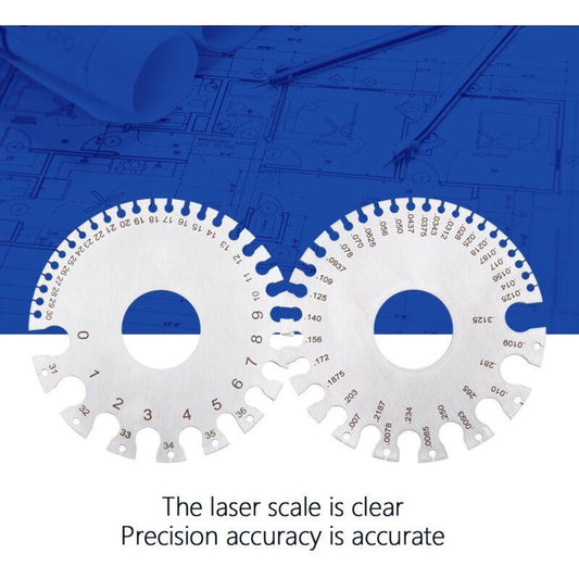 Stainless Steel 2-Sided ROund Wire Thickness Gauge For Measuring Non-Ferrous Wire And Metal, Tester Ruler Gauge.