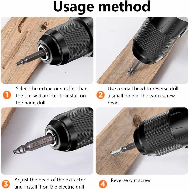 5 pcs Professional Screw Extractor Set, DAmaged Screw Extractor, High Speed Steel, For Defective Screws, Bolts And.
