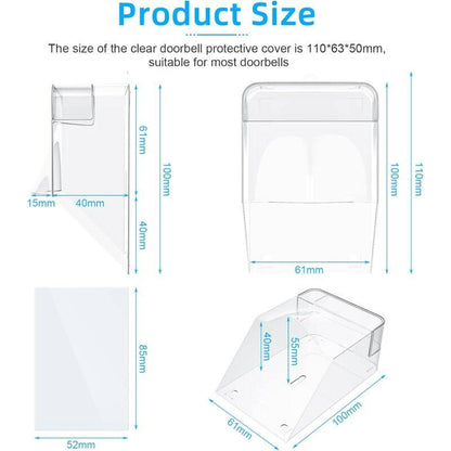 Transparent Protective Cover For Outdoor Doorbell, Waterproof, Wireless, Wall Mount - 11 X 6 X 5 Cm.