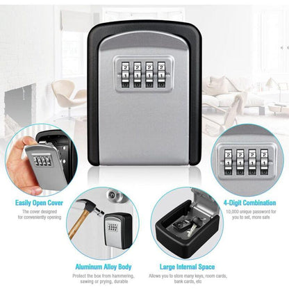 Key Safe Box, Wall Mounted Key Safe [Waterproof And Rustproof] [Indoor And Outdoor Use] For Home School Office Factory.
