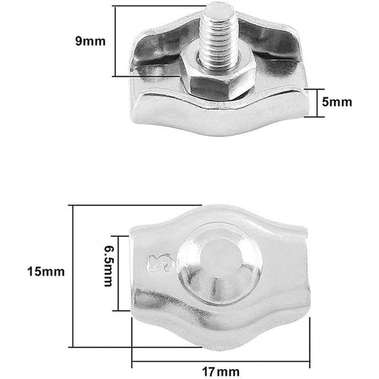 20 pcs Wire ROpe Clips Steel Cable Clamp M3 Wire ROpe Clips For 1.5Mm-3Mm Steel Cable Stainless Steel Cable Clamp For.