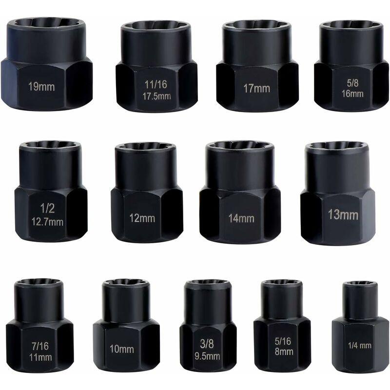 Socket Sets, Nut Extractor, DAmaged Bolt Extractor Socket (13 pcs).