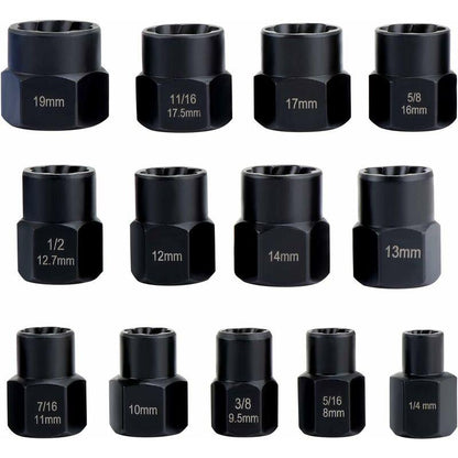 Socket Sets, Nut Extractor, DAmaged Bolt Extractor Socket (13 pcs).