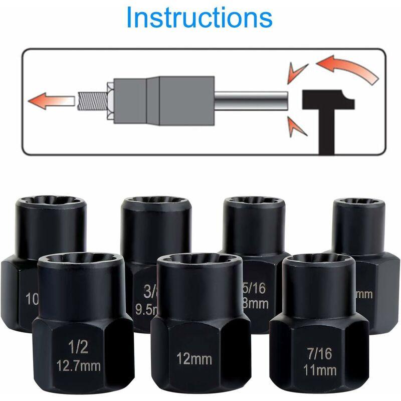 Socket Sets, Nut Extractor, DAmaged Bolt Extractor Socket (13 pcs).