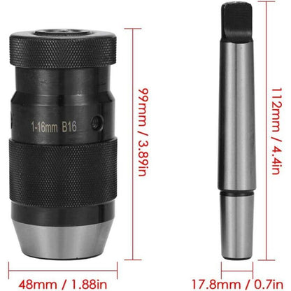 Self-Tightening Drill Chuck Mt2-B16 1-16Mm Mk Taper Chuck For Cnc Lathe Drill.