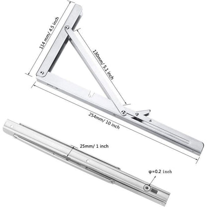 250Mm Folding Wall Shelf, 2 pcs Stainless Steel Folding Bracket, Garage Shelf Support Frame, Heavy Duty Bracket For.