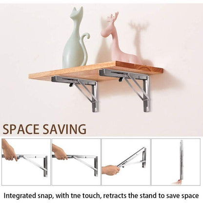 250Mm Folding Wall Shelf, 2 pcs Stainless Steel Folding Bracket, Garage Shelf Support Frame, Heavy Duty Bracket For.