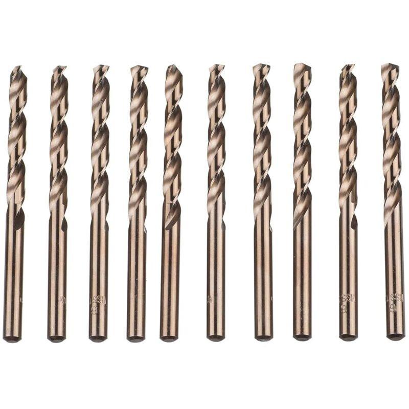 10 pcs M35 Hss Cobalt Gold Twist Drill Bits Metric High Speed Steel 6Mm X 93Mm For Drilling Stainless Steel And Metal.