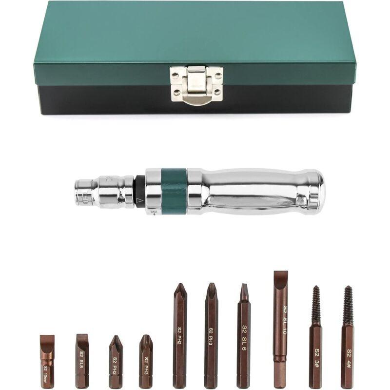 Impact Screwdriver Set, Impact Driver + Adapter + Bits, 12 Pieces, 1/2".