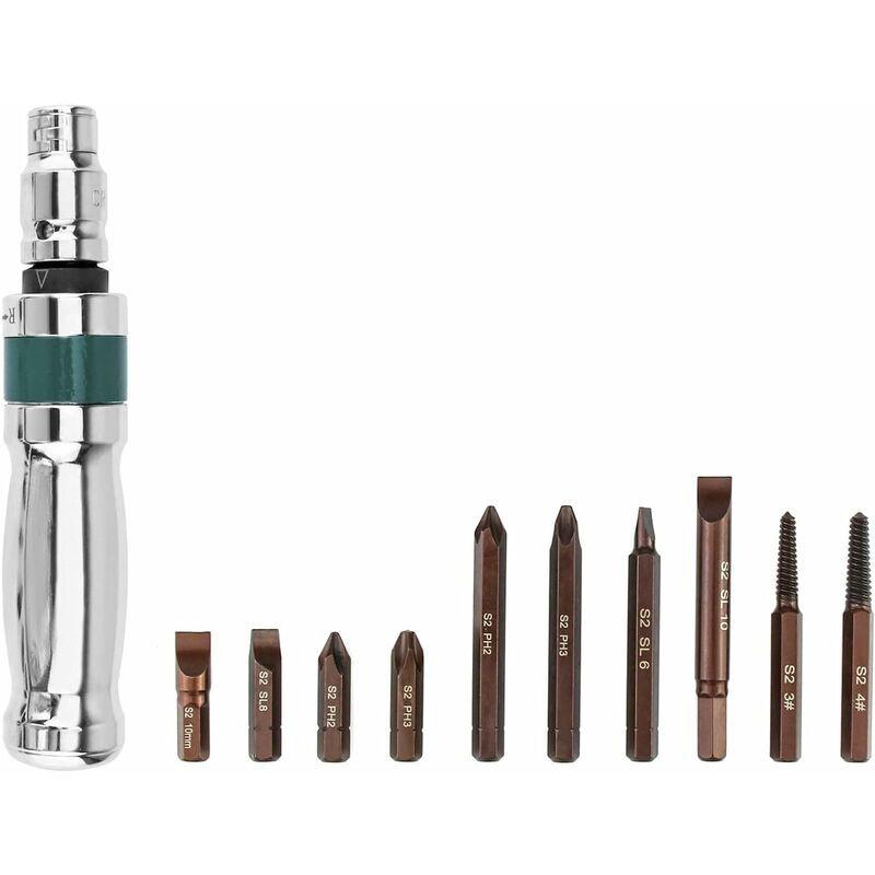 Impact Screwdriver Set, Impact Driver + Adapter + Bits, 12 Pieces, 1/2".