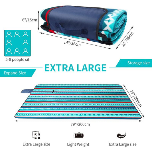 Waterproof Picnic Blanket 200 X 200Cm - Outdoor Picnic Blanket - Insulated Fleece Picnic Mat - Large Picnic Blanket.