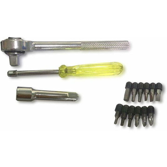 50 pcs 1/4" 3/8" Socket Wrench Set With Reversible Ratchet Handle Drive 12 pcs Hexagon Screw Bits With Case.