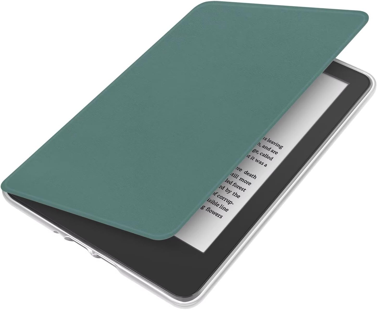 360Â° Rotating & Detachable Magnetic Case for 6.8" Kindle Paperwhite 11th Generation (2021)  â Auto Wake/Sleep, Hands-Free Stand, Clear Back Cover (Dark Green).