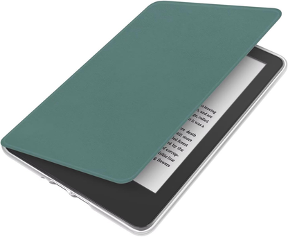 360Â° Rotating & Detachable Magnetic Case for 6.8" Kindle Paperwhite 11th Generation (2021)  â Auto Wake/Sleep, Hands-Free Stand, Clear Back Cover (Dark Green).