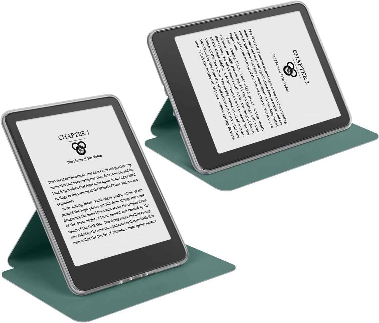 360Â° Rotating & Detachable Magnetic Case for 6.8" Kindle Paperwhite 11th Generation (2021)  â Auto Wake/Sleep, Hands-Free Stand, Clear Back Cover (Dark Green).