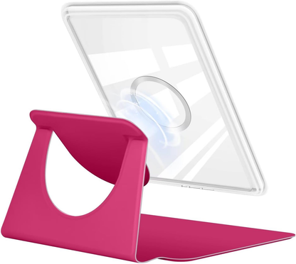 360Â° Rotating & Detachable Magnetic Case for 7" Kindle Paperwhite 12th Generation (2024)  â Auto Wake/Sleep, Hands-Free Stand, Clear Back Cover (Rose Red).