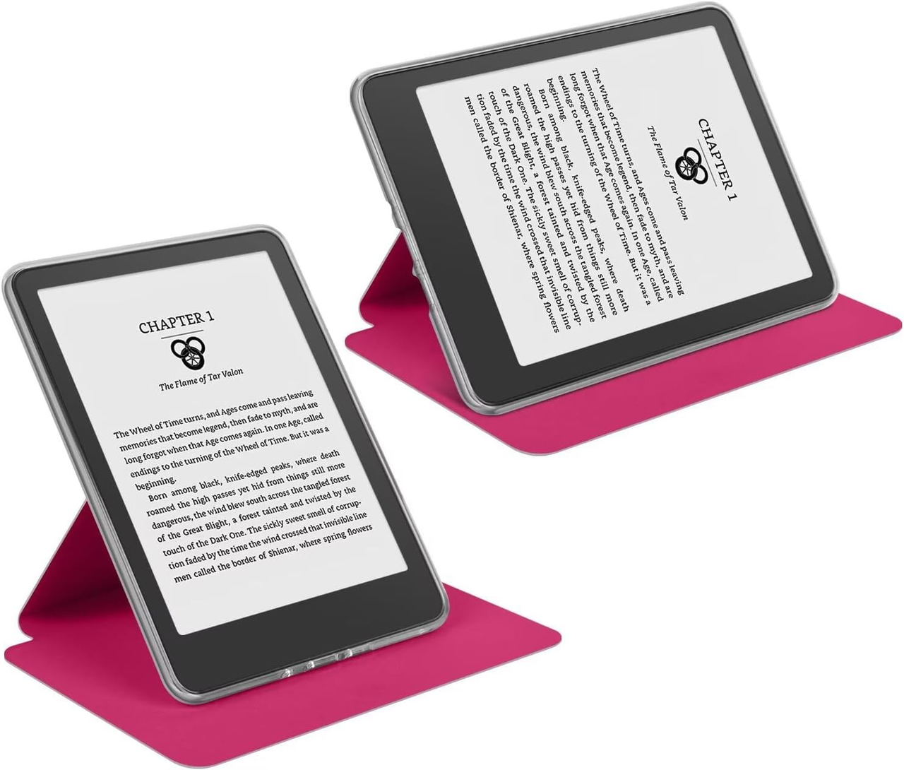 360Â° Rotating & Detachable Magnetic Case for 7" Kindle Paperwhite 12th Generation (2024)  â Auto Wake/Sleep, Hands-Free Stand, Clear Back Cover (Rose Red).