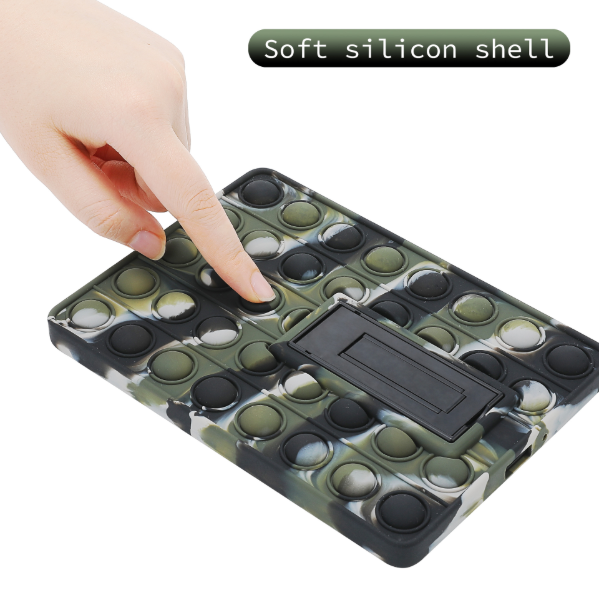 Pop It Fidget Case for Kindle Paperwhite 5 (6.8") - Rainbow Silicone Protective Cover with Standï¼Camouflage.