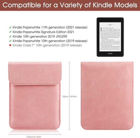 Universal Sleeve Case for 6"ï¼6.8", Kindle Paperwhite/Colorsoft/Signature Edition 2024-2012 Sleeve Bag Pouch Cover for 6-6.8'' Kobo/Tolino/Pocketbook 6-inch ebook Reader,Pink.