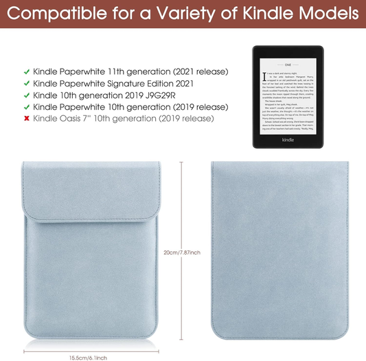 Universal Sleeve Case for 6"ï¼6.8", Kindle Paperwhite/Colorsoft/Signature Edition 2024-2012 Sleeve Bag Pouch Cover for 6-6.8'' Kobo/Tolino/Pocketbook 6-inch ebook Reader,Blue.